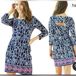 Lily Pulitzer Hollee Dress in High Tide Navy Lucky Bamboo